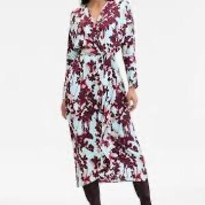 INC International Concepts Burgundy Floral Long Sleeve Dress